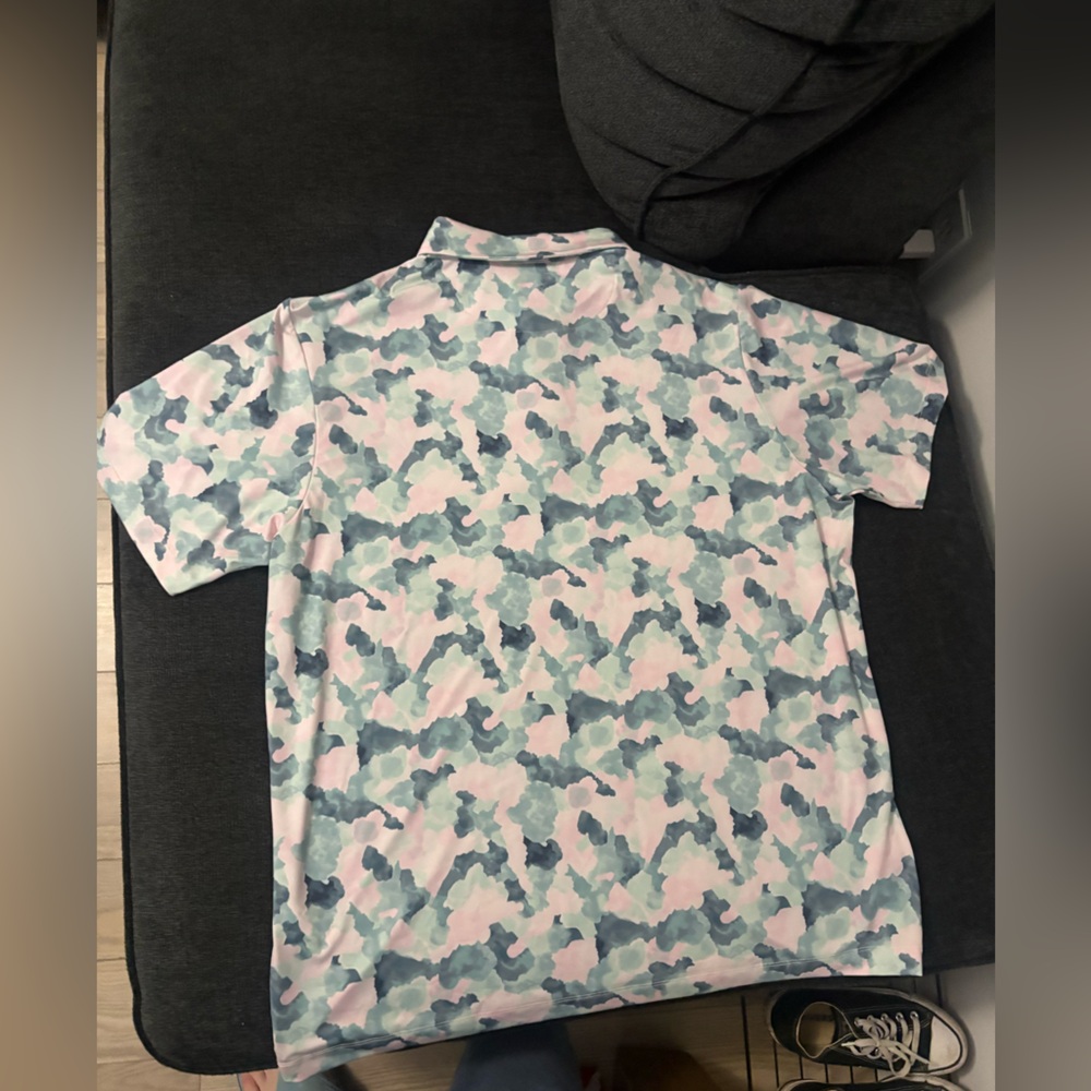 Bad Birdie Mens sizes Green Pink Mirage Oasis Short Sleeve Golf Polo Shirt NWT - Picture 4 of 4